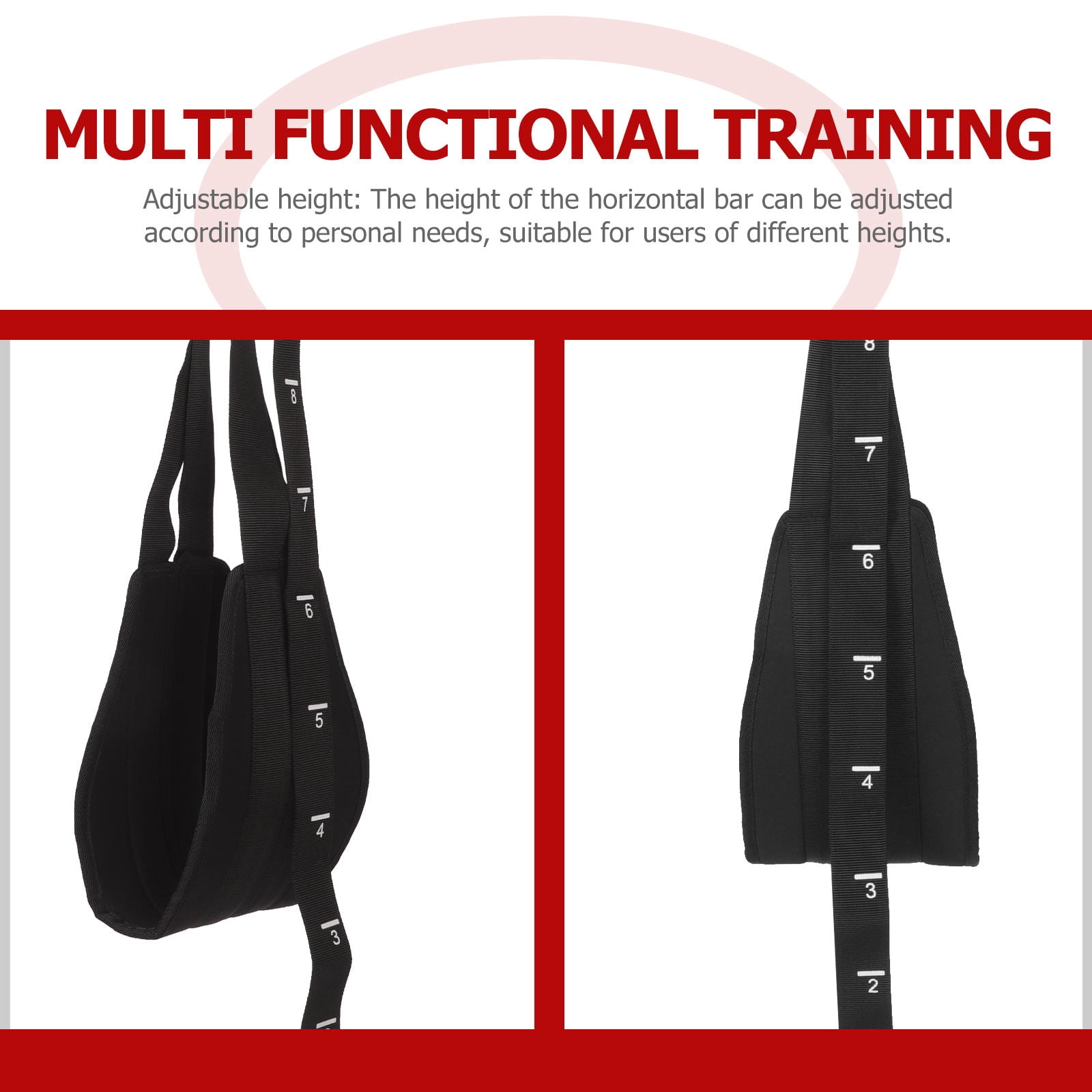 HEMOTON  Workout Equipment Pull up Bar Hanging Straps Ups Fitness Black