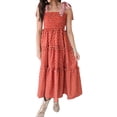 thumbnail image 5 of Square Neckline Women Floral Print Sleeveless Smock Long Ruffle Dress, 5 of 6