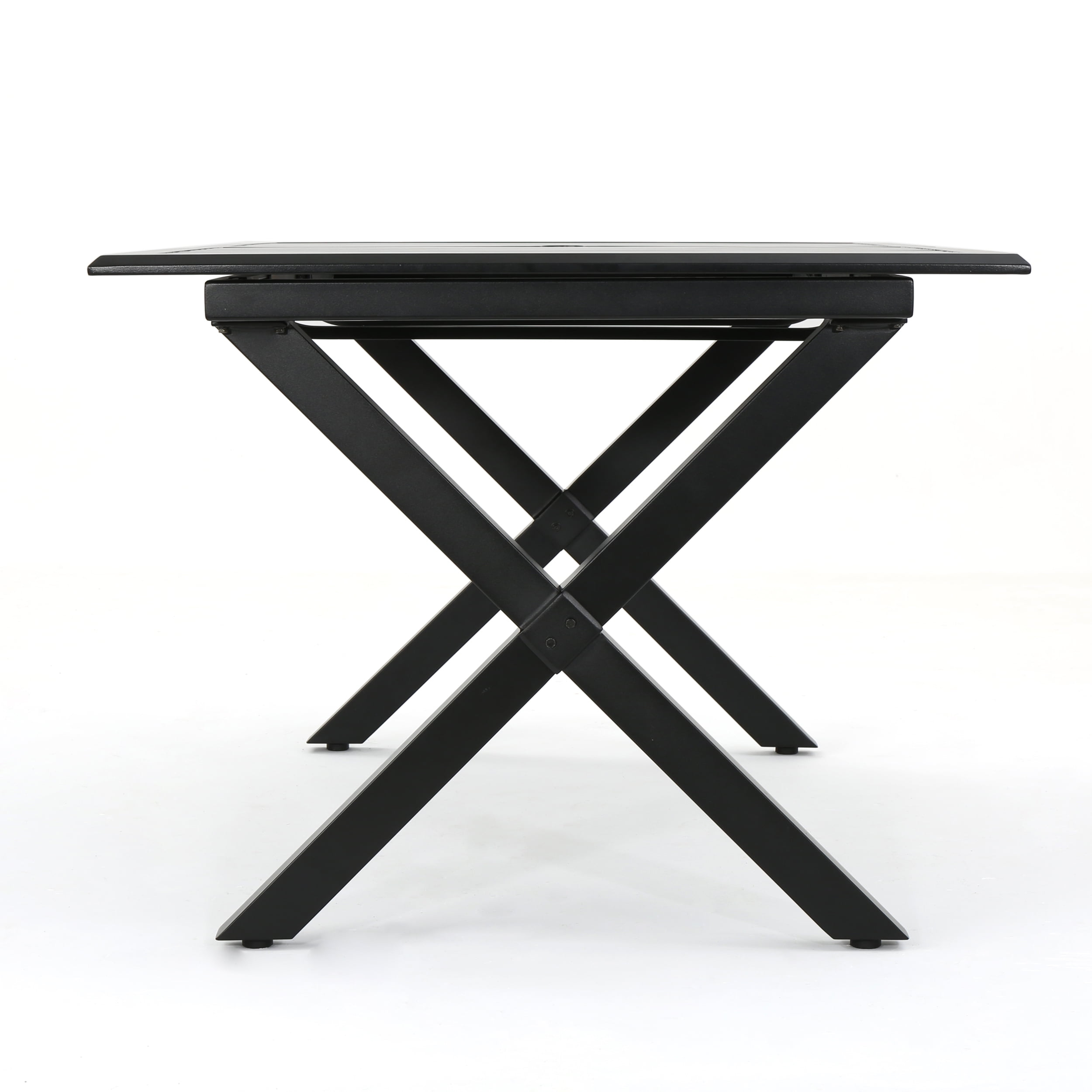 Cascada Outdoor Expandable Cast Aluminum Rectangular Dining Table, Black