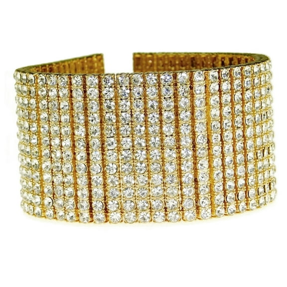 Mens 14K Gold Plated Hip Hop Bracelet 12 Row Heavy Pharaoh Bling 9.25" Inch Long