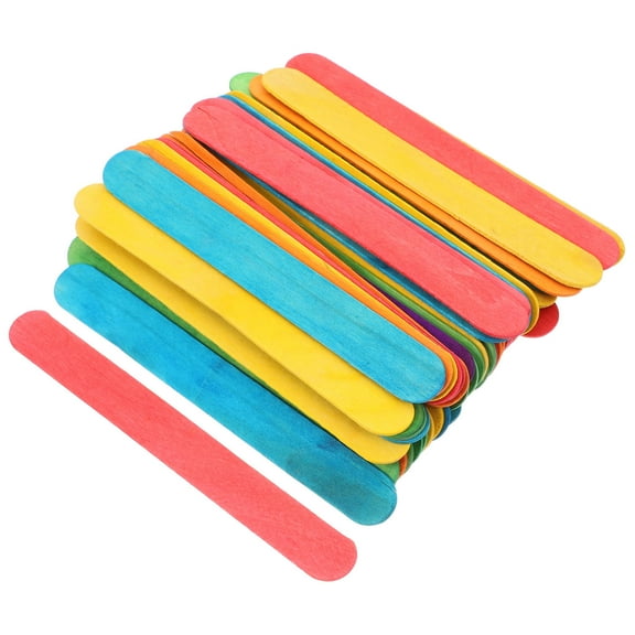 HEMOTON 50pcs Jumbo Colored Craft Sticks for Art Projects Large Ice Pop Sticks for Classroom Supplies and Crafts