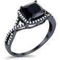 thumbnail image 3 of Divine Creation 2.00 Ct Cushion Cut Black Diamond Wedding Engagement Halo Ring 14K Black Gold Plated 925 Sterling Silver For Women's -5.5, 3 of 3