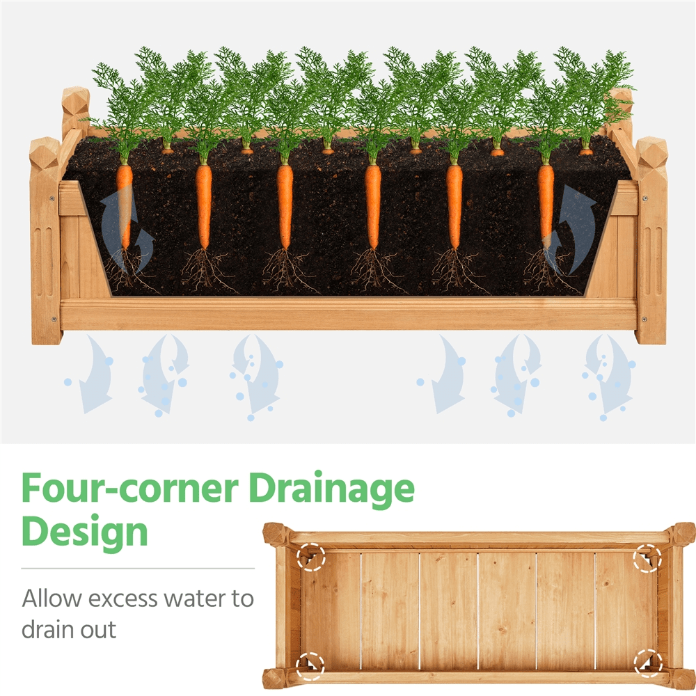 Renwick Set of 2 Wooden Raised Garden Bed for Yard Patio Greenhouse Light Brown