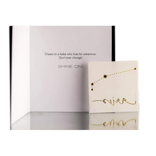 Tarjeta de felicitación Flash Tattoos Zodiac Aries en lámina dorada