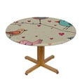 thumbnail image 3 of PIKWEEK  Color Birds Round Fitted Tablecloth, Cute Bird Elastic Tablecloth for Round Tables, Waterproof Table Cover, 3 of 7