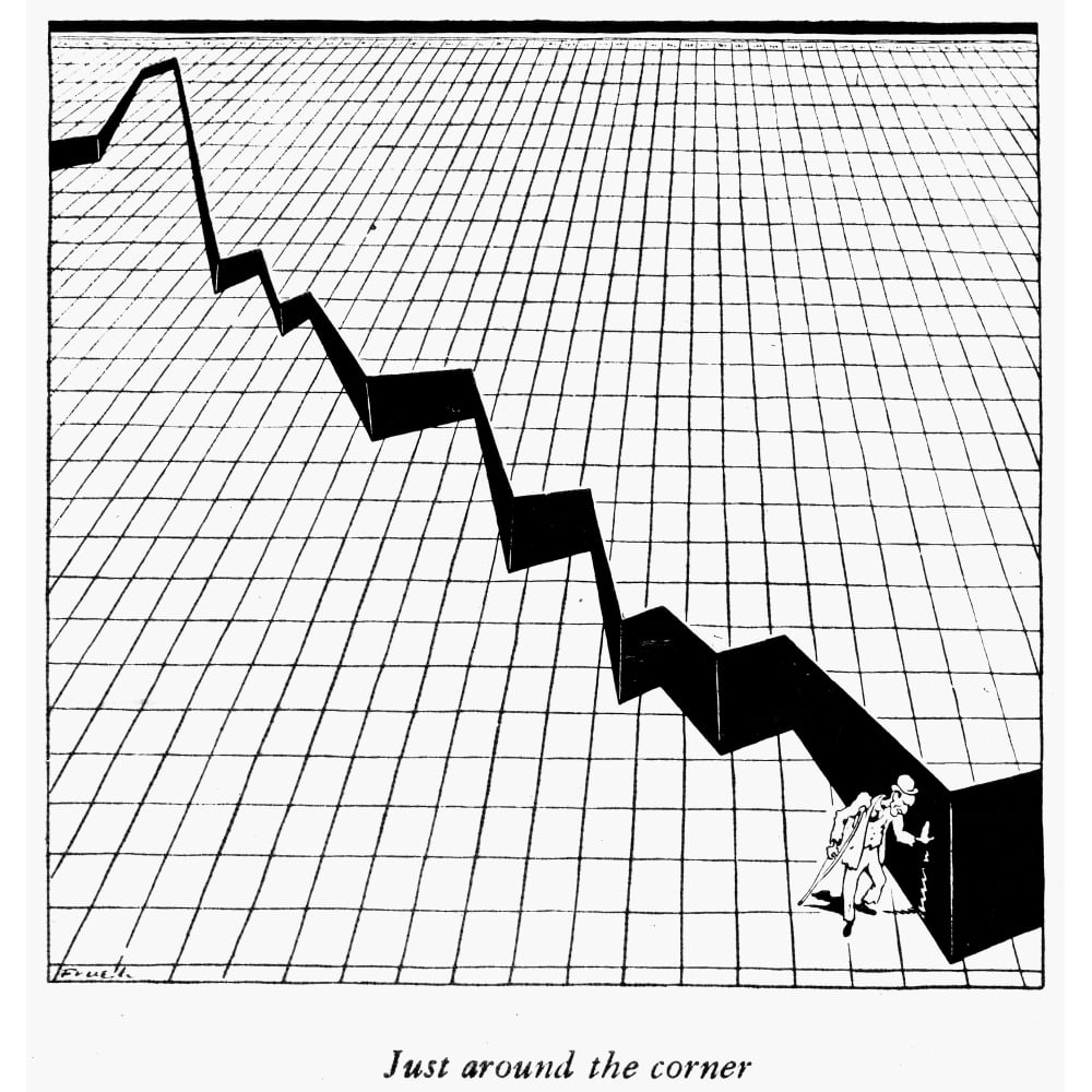 Great Depression Cartoon NJust Around The Corner Cartoon On The Movements Of The Stock Market