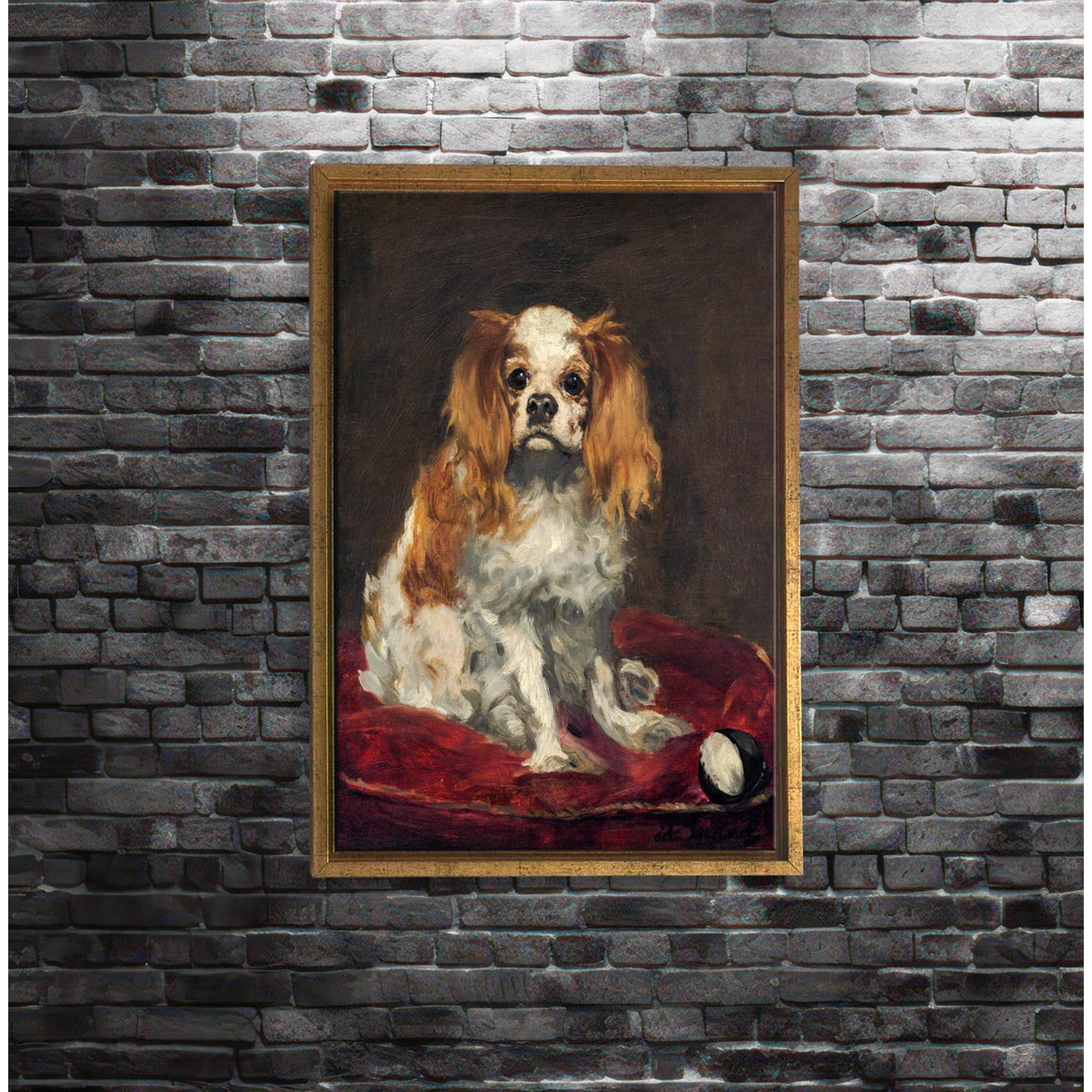 Vintage dog, Cavalier King Charles Spaniel wall art, classic pet portrait poster, old master style dog decor Unframed Paper Print