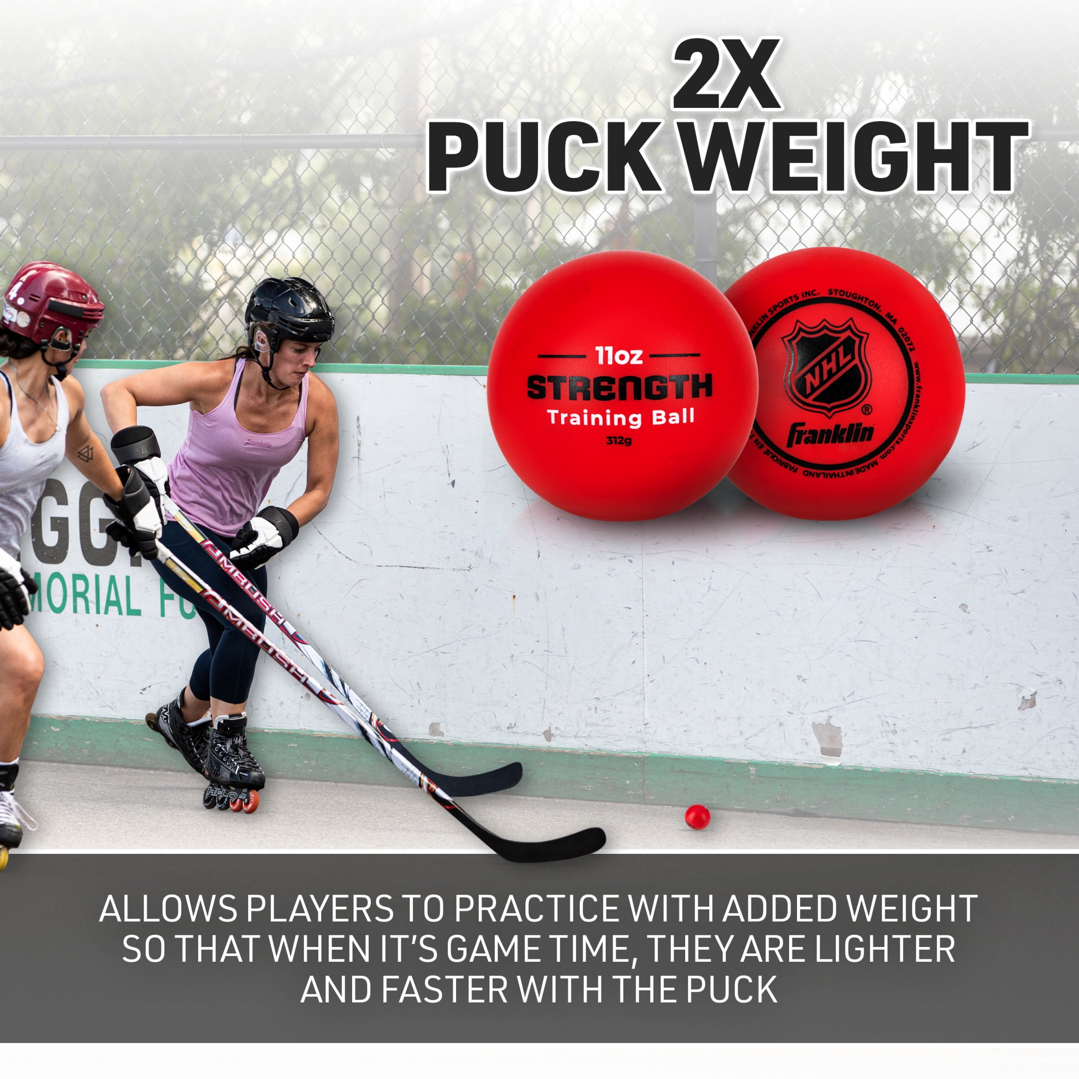 Franklin Sports NHL Hockey Stick Handling Balls - (4) Hockey Training Aid Balls for Stick Handling + Hands Practice - On + Off Ice Hockey Training Balls - Weighted + Mini Balls for Speed Training