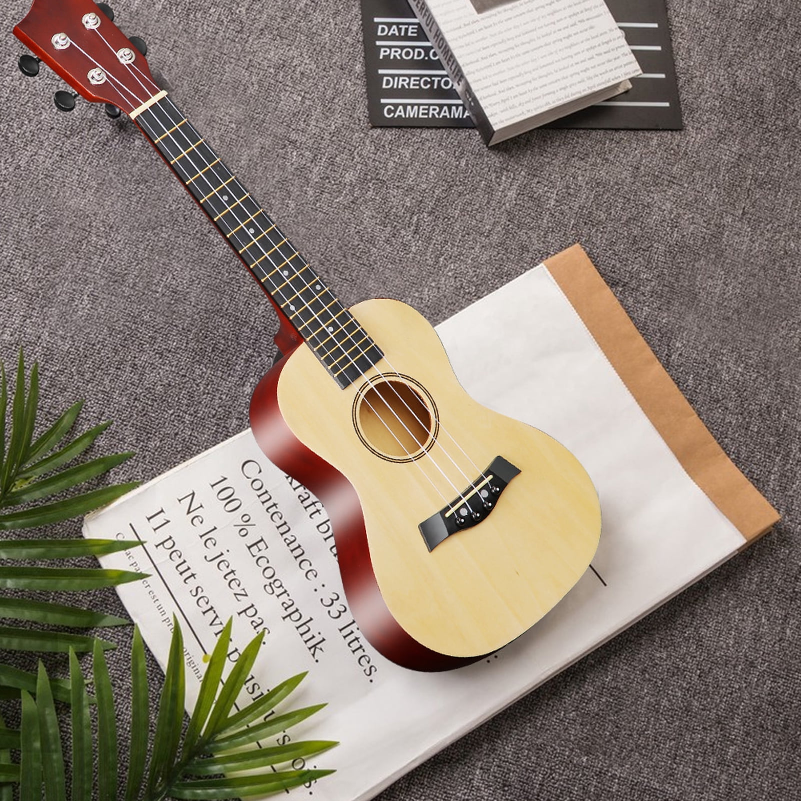 Suodoka 23-Inch Concert Acoustic Ukulele Beginner Starter Kit with Gig Bag, Nylon Strings, Tuner, Strap, and Picks, High-Gloss Basswood Stringed Instrument for Students, Adults, Kids - Wood Color
