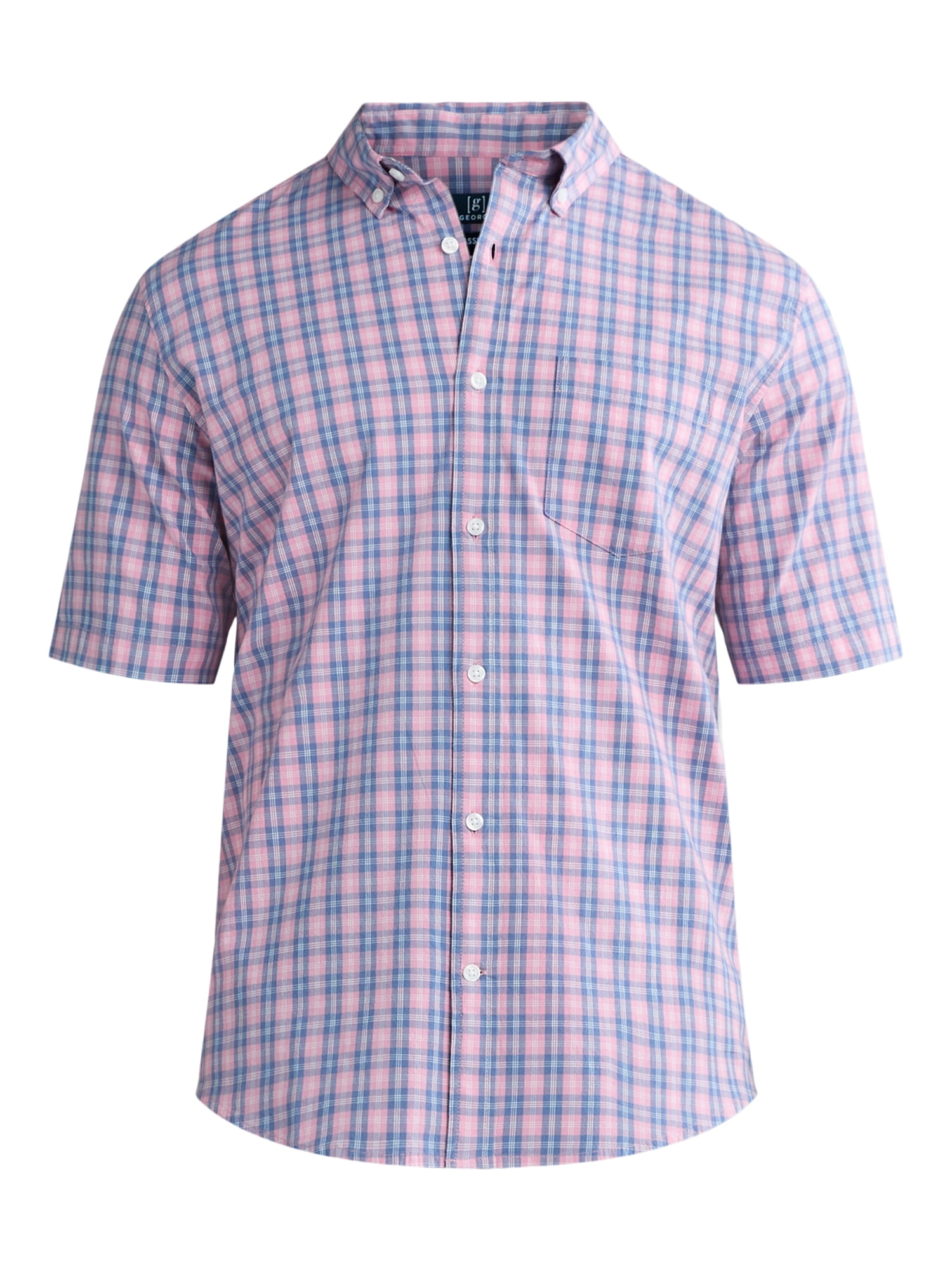George Men's & Big Men's Classic Fit Short Sleeve Button-Up Poplin Shirt, Sizes S-3XL