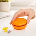 thumbnail image 5 of Round Pill Organizer Orange Plastic 7 Compartment Portable for Daily Travel and Purse, 5 of 7