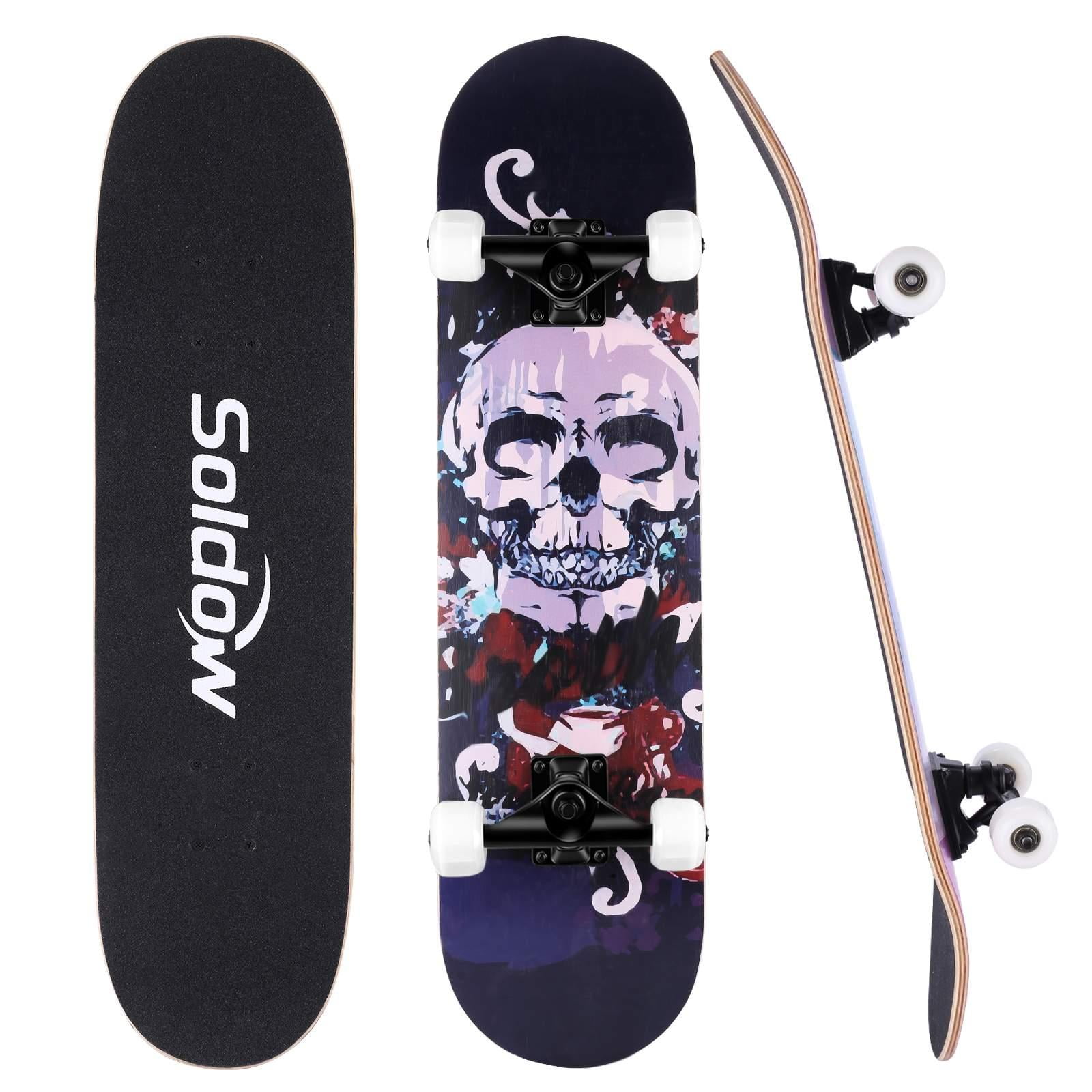 31 x 8Standard Skateboard for Kids 8 Layer Maple Pro Cruiser Complete Skateboards for Beginners Wood Double Kick Concave Skate Board for Girls Boys Teens Adults with All-in-One Skate T-Tool