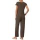 thumbnail image 3 of Conjunto de pijama de modal de manga corta para mujer INSPIRE CHIC, 2 piezas, ropa de casa, pantalones largos, sudadera, color marrón, 3 of 6