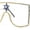 Gold Blue, variant on Womens Rhinestone Shield Lace Mesh Lens Luxury Metal Rim Sunglasses Black Brown