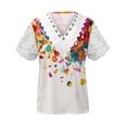 thumbnail image 4 of Women's Short Sleeve V-Neck Button Down Top with Printed Design for Casual Wear, 4 of 5