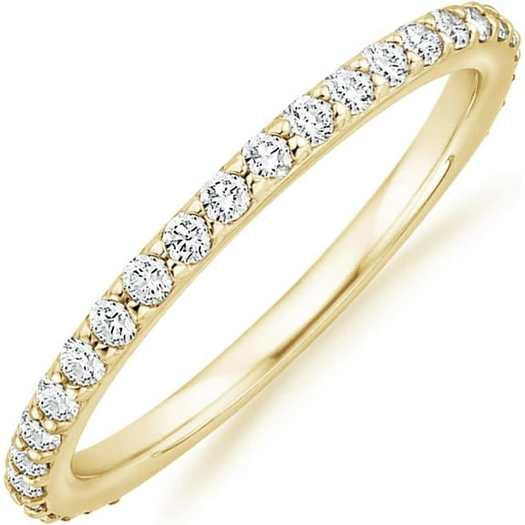 14K Gold Plated Cubic Zirconia Diamond Stackable Eternity Bands for Women Yellow Gold 9