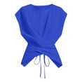 thumbnail image 5 of VBVC Women's Twist Back Cap Sleeve Top , Ladies' Crew Neck Fitted Wrap Blouse , Casual Summer Dressy Tank Top For Women,Blue,XS-XL, 5 of 10