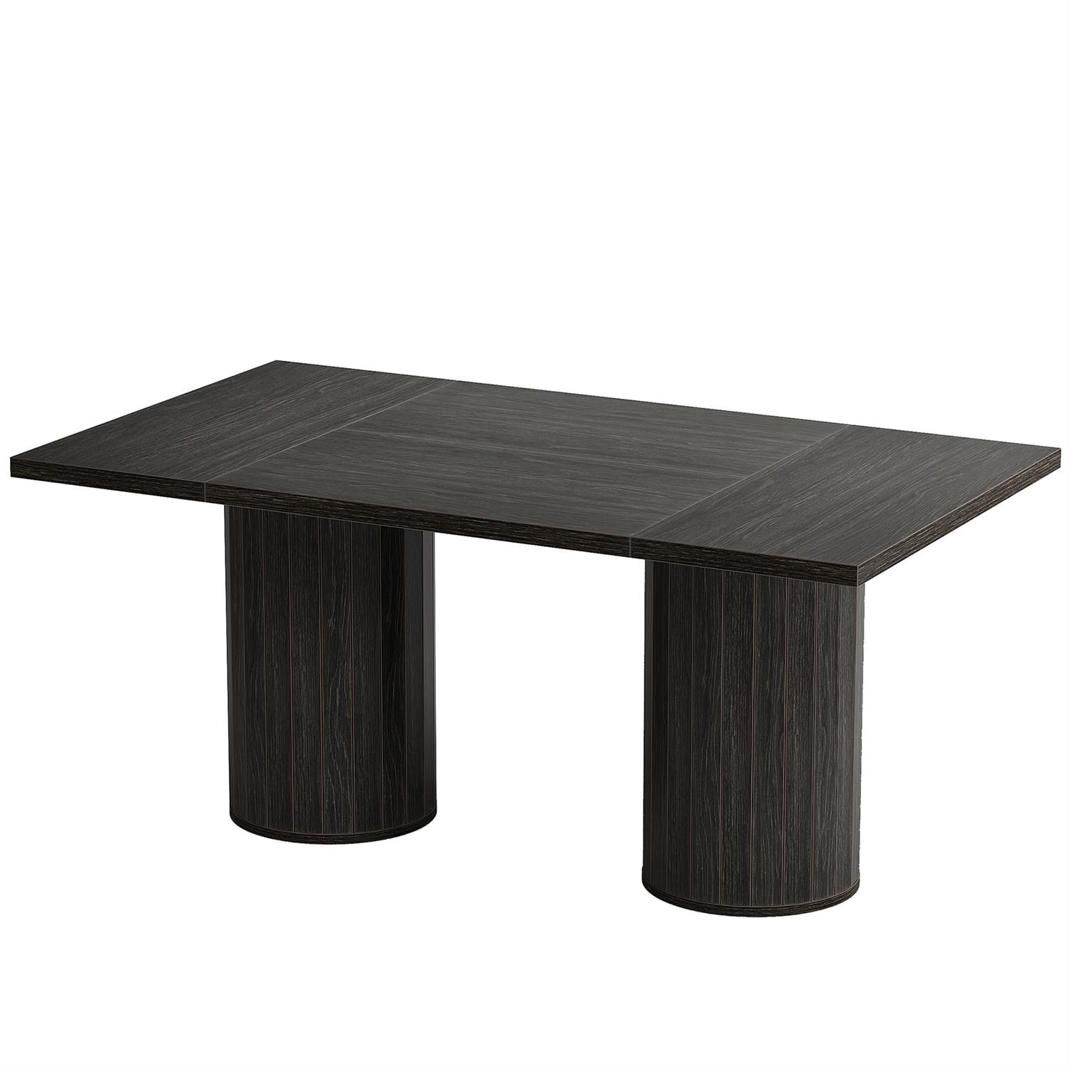 Demi Bonn 62" Modern Rectangular Dining Table Dark Wood Legs, Large Table Set for Family Dining, Sturdy Construction for Home and Kitchen, Black