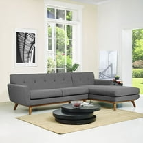 Modway Engage Right-Facing Upholstered Fabric Sectional Sofa in Gray
