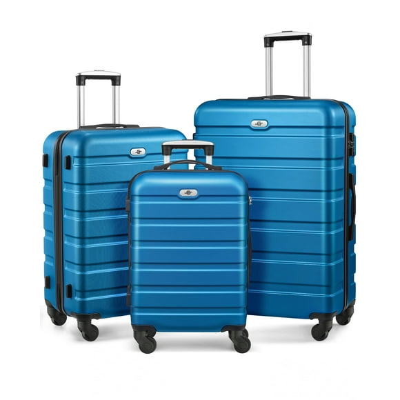 Juego de 3 piezas Luggage Suitour Hard Shell con ruedas giratorias, color azul