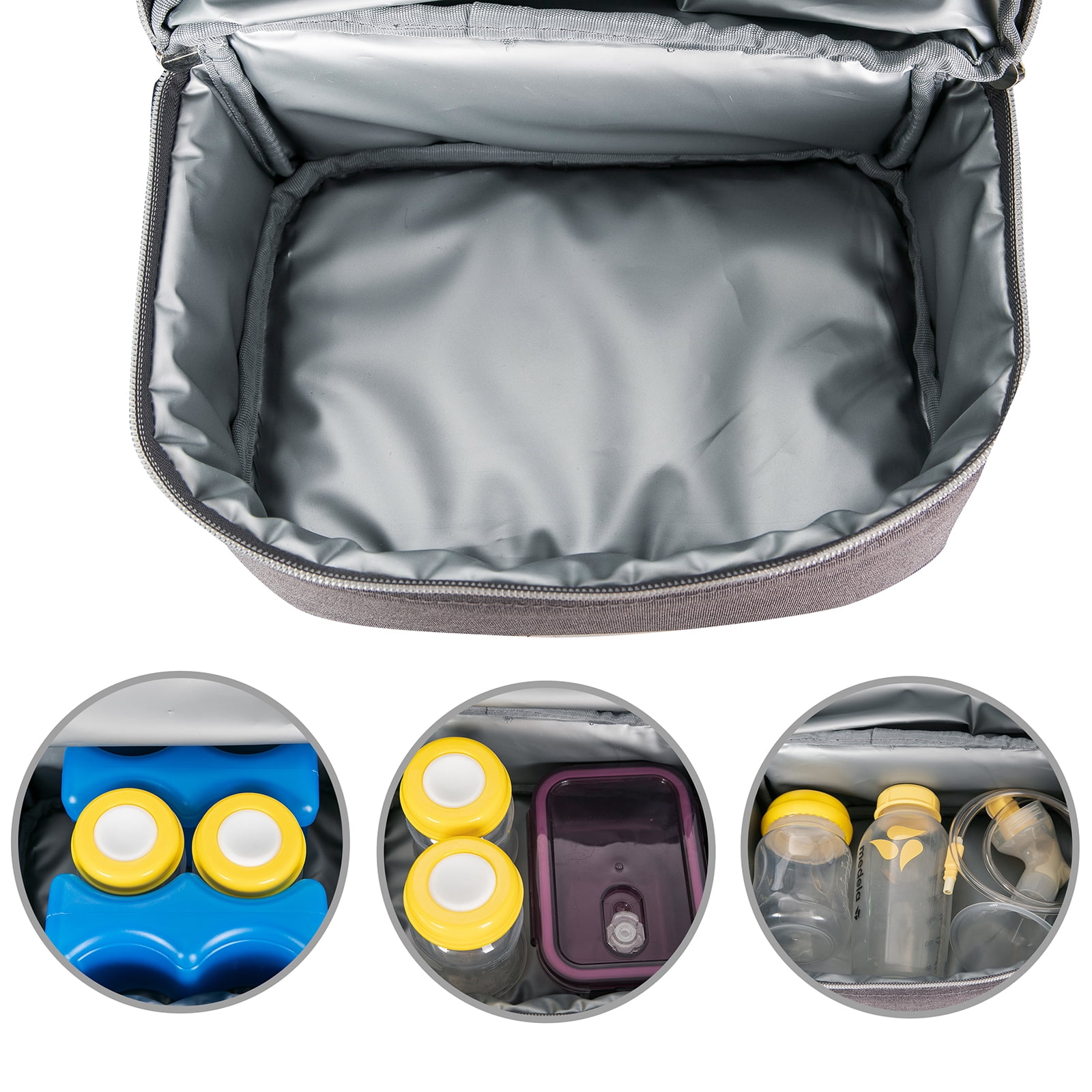 Breast Pump Bag Backpack - Cooler and Moistureproof Bag Double Layer for Mother Baby Bottle Breast Milk Pump Outdoor Working Backpack