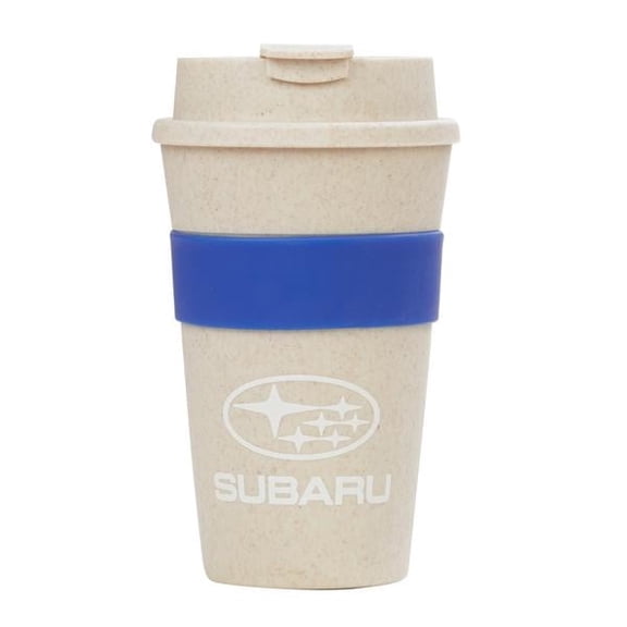 16 oz. Wheat Eco Travel Tumbler Subaru white with blue band