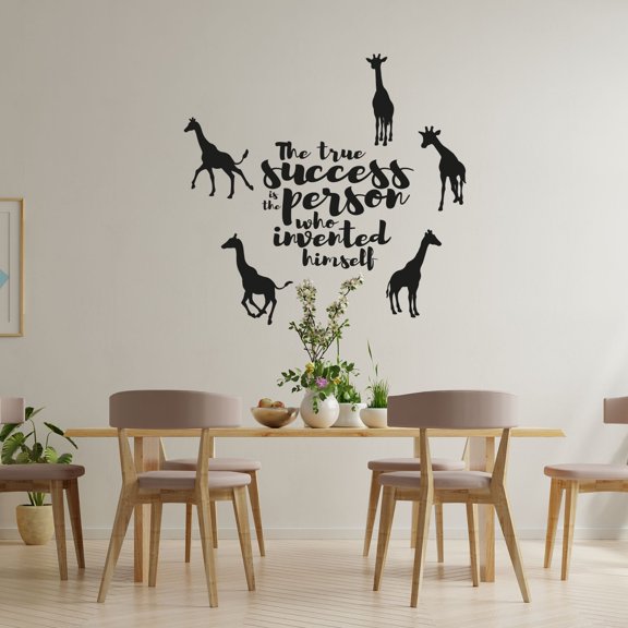 The True Success Is The Person Who Invented Himself Cute Giraffe Decoration Design Vinyl Wall Art Wall Sticker Wall Decal Home Kid Nursery Room Study Room Boys Girls Wall Decor Design Size(20x20 inch)