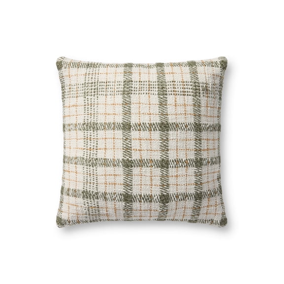Chris Loves Julia x Loloi Walter Green / Ivory 18'' x 18'' Decorative Pillow