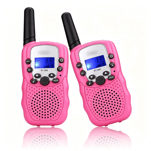 GJX Walkie Talkies for Kids,Kids Toys for 4 5 6 7 8 9 10 11 12 Year Old Girl Birthday Gift,22 Ch Lcd Flashlight,Pink Walkie Talkies Birthday Decorations Toys for Girls(Pink,2 Pack)