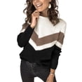 thumbnail image 1 of Asyoly Women Winter Knit Sweater Long Sleeve Crewneck Color Block Lightweight Pullover Casual Loose Jumper Tops, 1 of 7