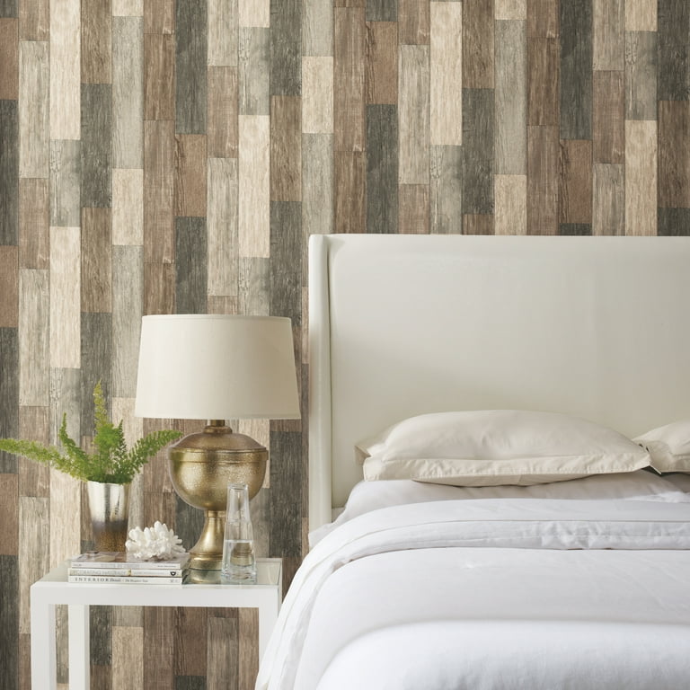 RoomMates Dark Weathered Plank Peel & Stick Wallpaper RoomMates Dark Weathered Plank Peel & Stick Wallpaper