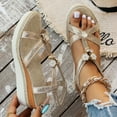 thumbnail image 6 of Fukaraa Strappy Sandals Women Dressy Rhinestone T Strap Summer Casual Beach, 6 of 9