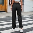thumbnail image 4 of Pantalones casuales de mujer Pantalones elásticos de cintura media con cordón y puños ceñidos con 4 bolsillos Negro S, 4 of 6