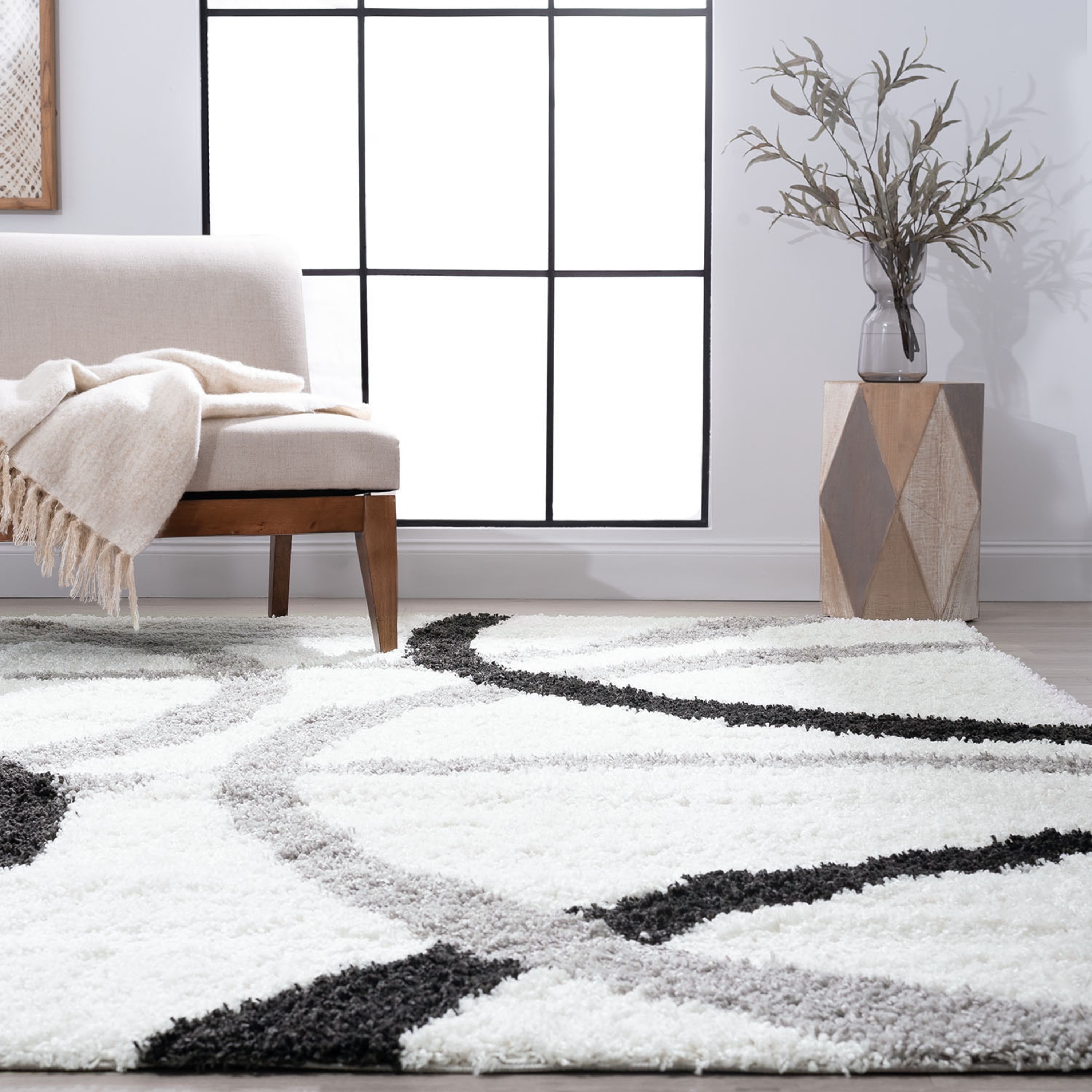 9x12 Modern White Large Area Rugs for Living Room | Bedroom Rug | Dining Room Rug | Indoor Entry or Entryway Rug | Kitchen Rug | Alfombras para Salas 8'10'' x 12'2''