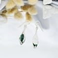 thumbnail image 2 of Modern Long Icicle Green Malachite Inlay Sterling Silver Dangle Earrings, 2 of 5