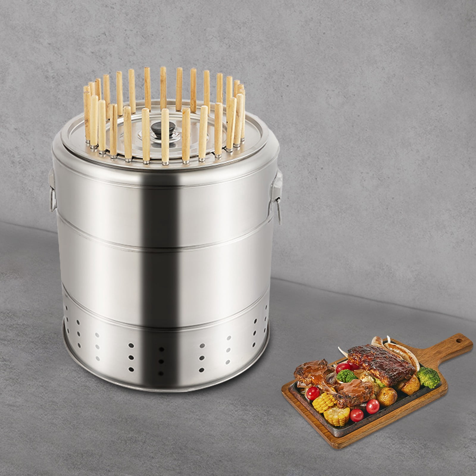 Portable Barbecue Charcoal Barrel Grill  with Grilling Accessories Set