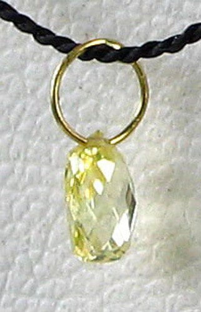 0.22cts Natural Canary 4x2x2mm Diamond 18K Gold Pendant 6568M - image 5 of 5