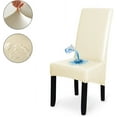 thumbnail image 4 of Shukii Waterproof PU Leather XL Chair Covers Stretch Dining Chair Covers Set of 6 Beige Chair Slipcovers Chair Protector Cover Universal Chair Covers for Dining Room Kitchen Hotel, 4 of 8