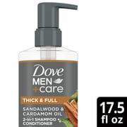 Dove Men+Care 2-in-1 Shampoo + Conditioner for Men Sandalwood & Cardamom Oil, 17.5 oz