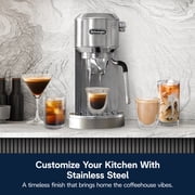 De’Longhi Dedica Duo Espresso Machine, Compact Size with Built in Frother for Latte Art, Brew Espresso, Cold Brew, Lattes & More, Stainless Steel