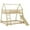 Natural, variant on Gzxs Twin over Queen Size House Bunk Bed Wooden Bed Frame with Climbing Nets and Climbing Ramp, White