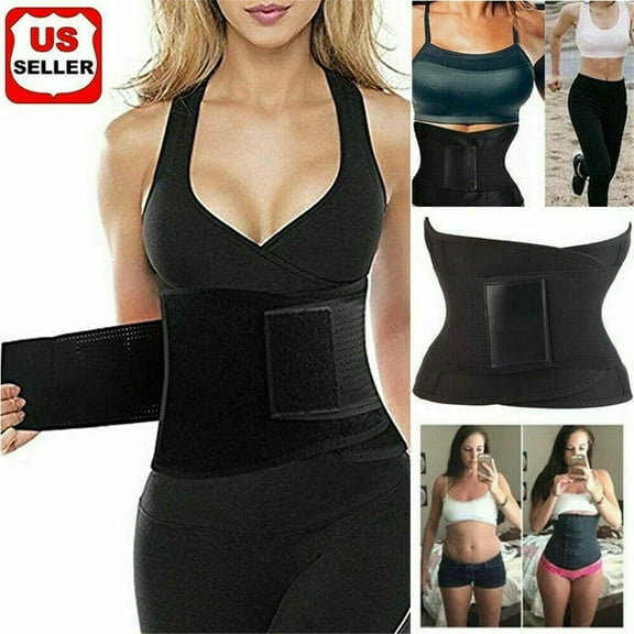 LINKPAL  Sweat Waist Trainer for Women Two Belts, Neoprene Workout Corset Waist Trainer Cincher Trimmer Shaper Zipper