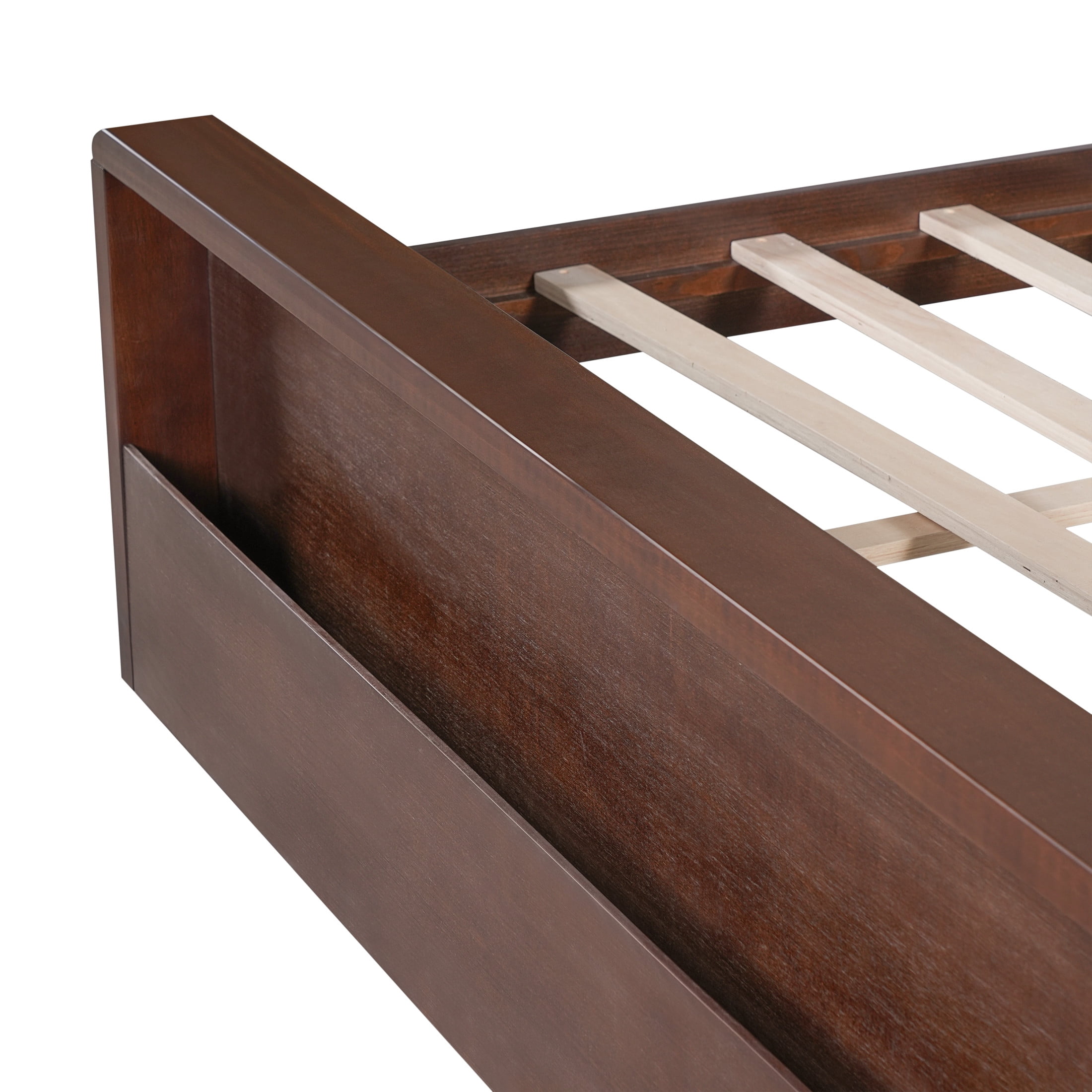 Christopher Knight Home King Solid Wood Bed Frame with Open Storage Headboard & Footboard, Walnut