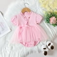 thumbnail image 2 of Otqutp Baby Girls Cute Solid Color Romper Robe Cotton Japanese Pajamas Short Sleeve Romper Tulle Tutu Dress Summer Clothes(Pink-a,0-3 Months), 2 of 5