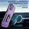 thumbnail image 3 of for iPhone 13 Case, Slim Fit Military Grade Drop Tested Dual Layer Shockproof Case with 360 Ring Holder Kickstand Protective Rugged Car Magnetic Non-Slip Phone Case,Purple+Black, 3 of 11