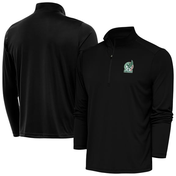 Men's Antigua Black Mexico National Team Statement Quarter-Zip Pullover