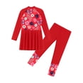 thumbnail image 5 of inhzoy Kids Girls Rash Guard Swimsuit Floral Long Sleeve Swim Dress Swim Leggings Beach Swimwear 2PCsRed-A 8, 5 of 6