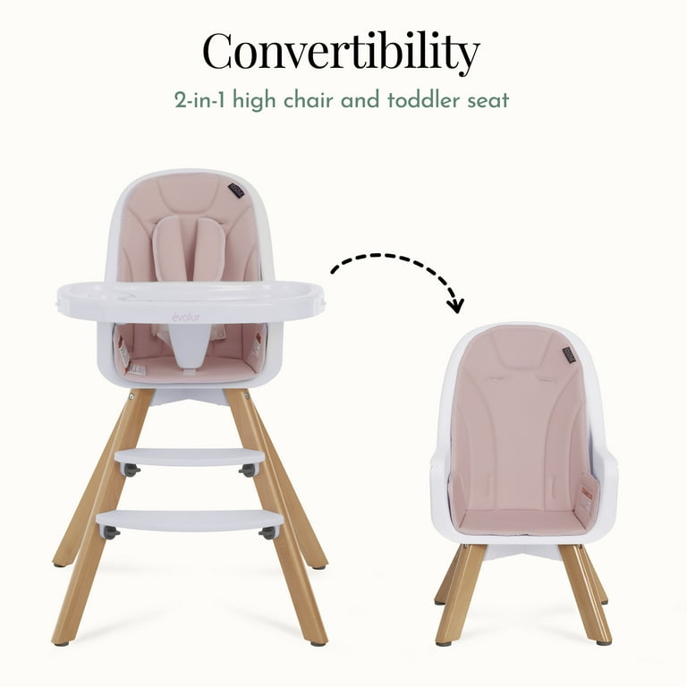 Evolur Zoodle 2-in-1 High Chair Booster Feeding Chair with Modern