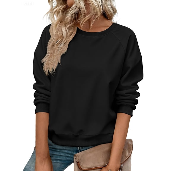 Women Sweatshirt Long Sleeve Raglan Crewneck Pullover Casual Loose Fit Top Trendy