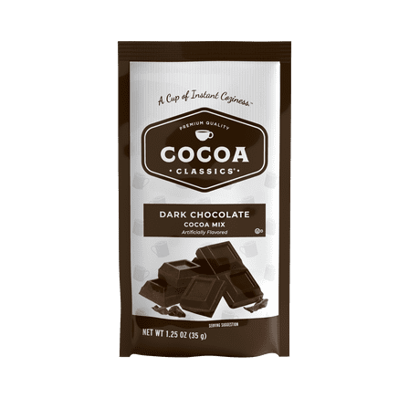 Cocoa Classics Dark Chocolate Cocoa Mix Hot Chocolate Made with Nonfat Milk Just Add Hot Water Make Hot or Iced Cocoa Gluten Free & Kosher Dairy Friendly 1, 1.25oz Packet